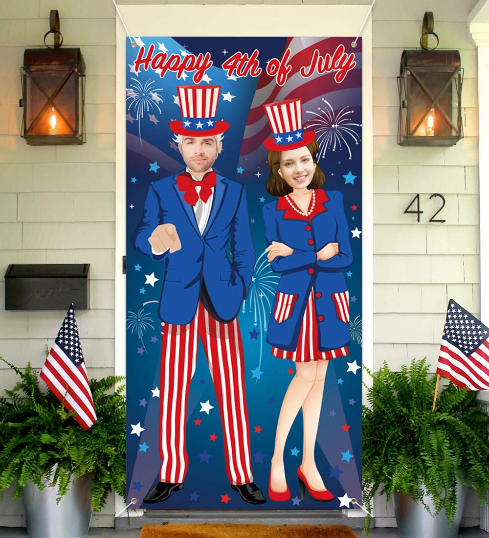 Uncle Sam Photo Door Banner – Fourth/4th of July Patriotic Backdrop Props Party Supplies Decorations