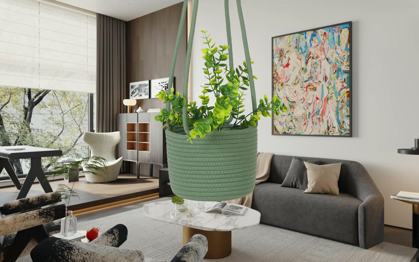 Panier Suspendu Pour Plantes De Jardinage, Pot De Fleurs En Macramé Fait à La Main, Corde