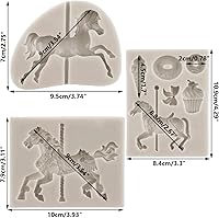 Vista 2 de Sijiangmold Carousel Horse Silicone Fondant Molds Merry-Go-Round Chocolate Gum Paste Molds For Cake Decorating Chocolate Gum Paste Cupcake Topper
