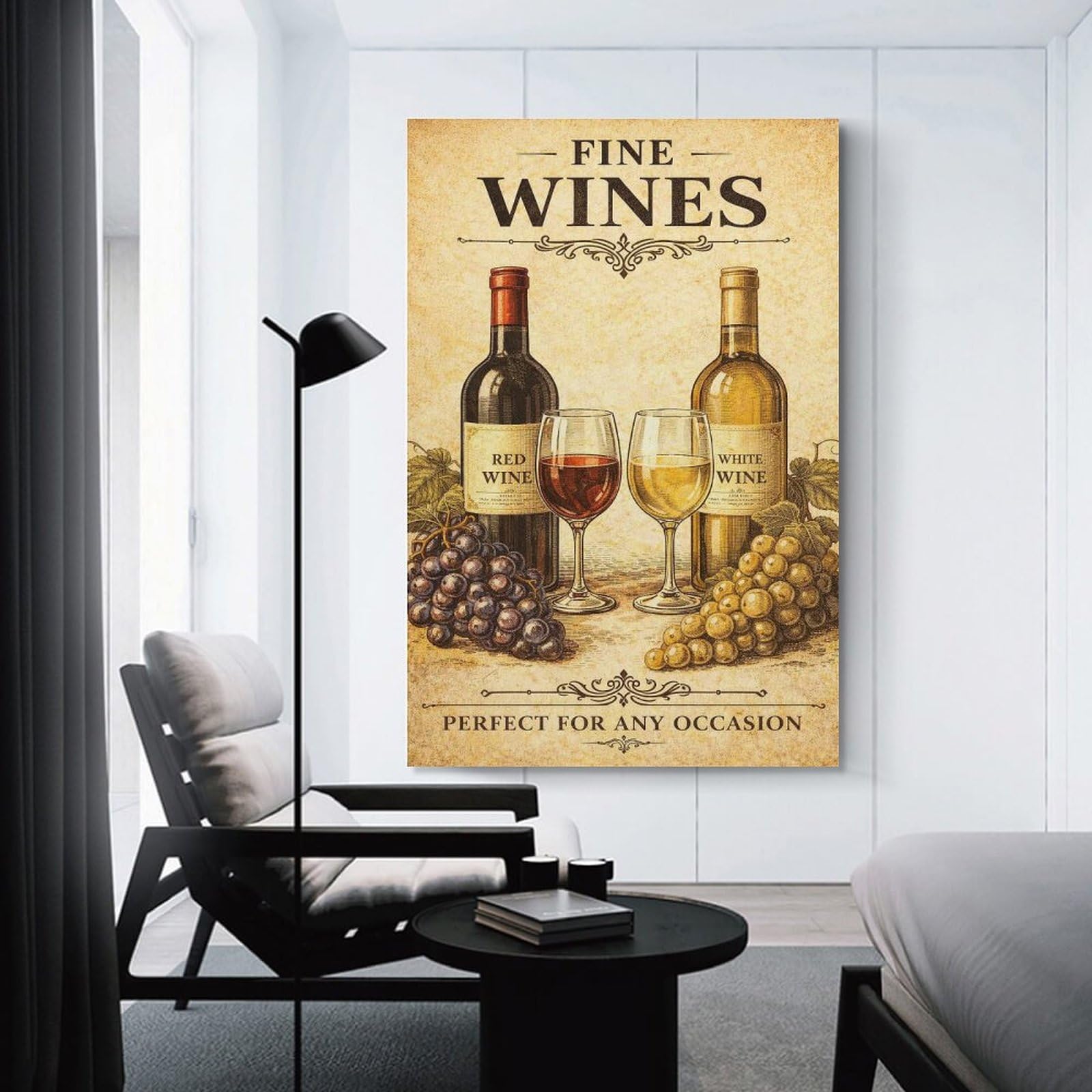 Junmoney Decorative Wall Artwork Vintage Fine Wines, 20x30inch(50x75cm), for Home, Office, Studio Or Guest Room, A Flexible Wall Accent for Shared Spaces