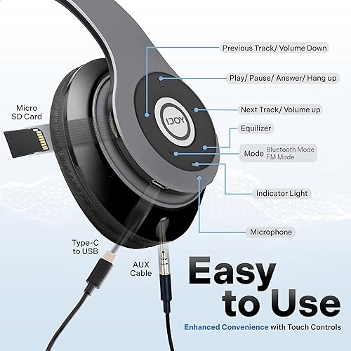 Miniatura 4 de Audífonos recargables iJOY Matte con antena inalámbrica, bluetooth plegables de diadema con micrófono., Glam