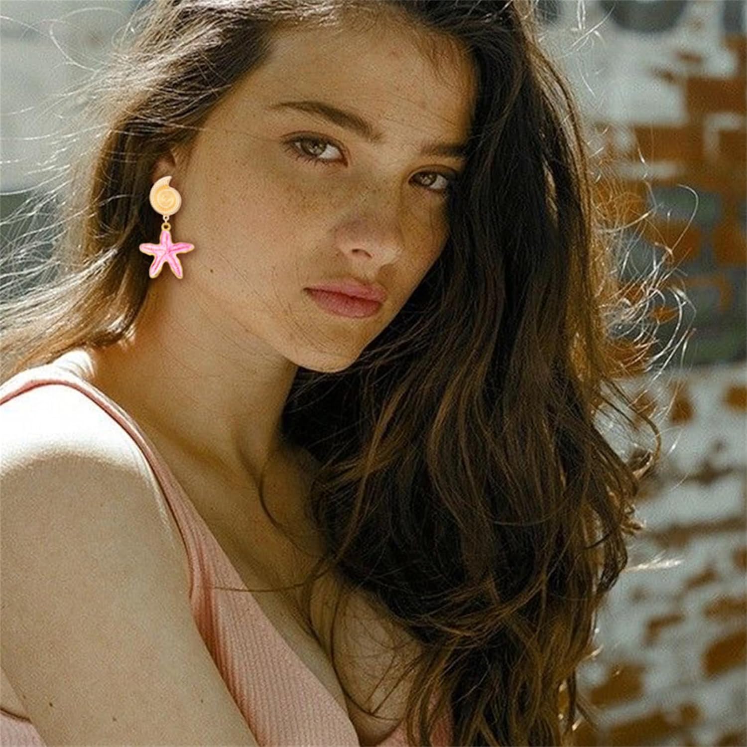 Dainty Starfish Earrings for Women 14K Gold Plated Sea Shell Enamel Dangle Earrings Retro Chic Summer Vacation Beach Jewelry Gifts - Image 4