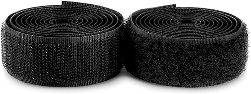 Cinta de velcro para coser de 3/4 pulgadas de ancho, color negro, no adhesiva, 1 yarda de longitud, cinta de nailon negro, juego de sujetadores de