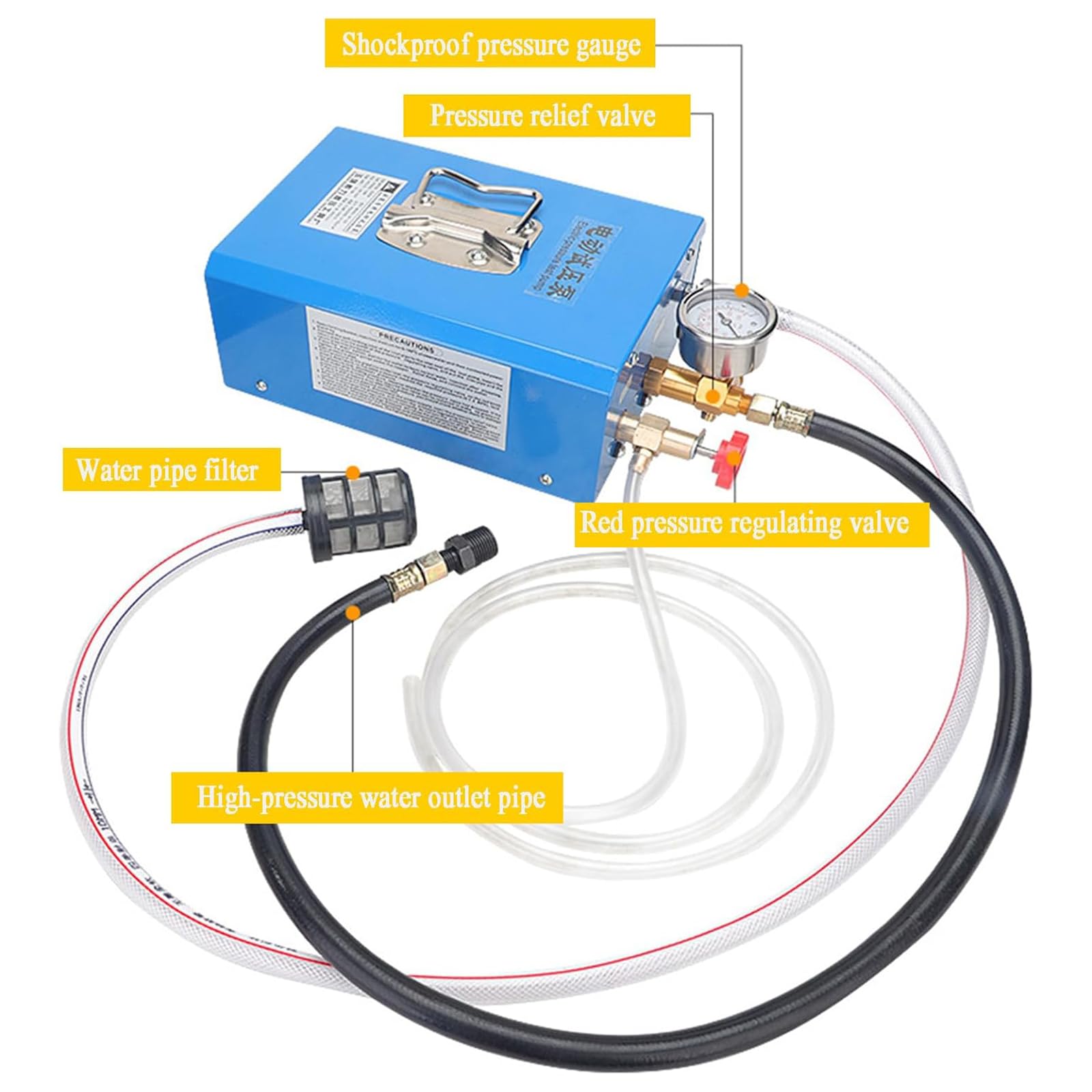 Bomba Eléctrica De Prueba De Presión, Comprobador De Fugas, Presión De Trabajo 0-12 Kg/cm², Caudal Máximo 9 L/min, Rosca Externa De 4 Puntos, para Pruebas De Presión En Tuberías
