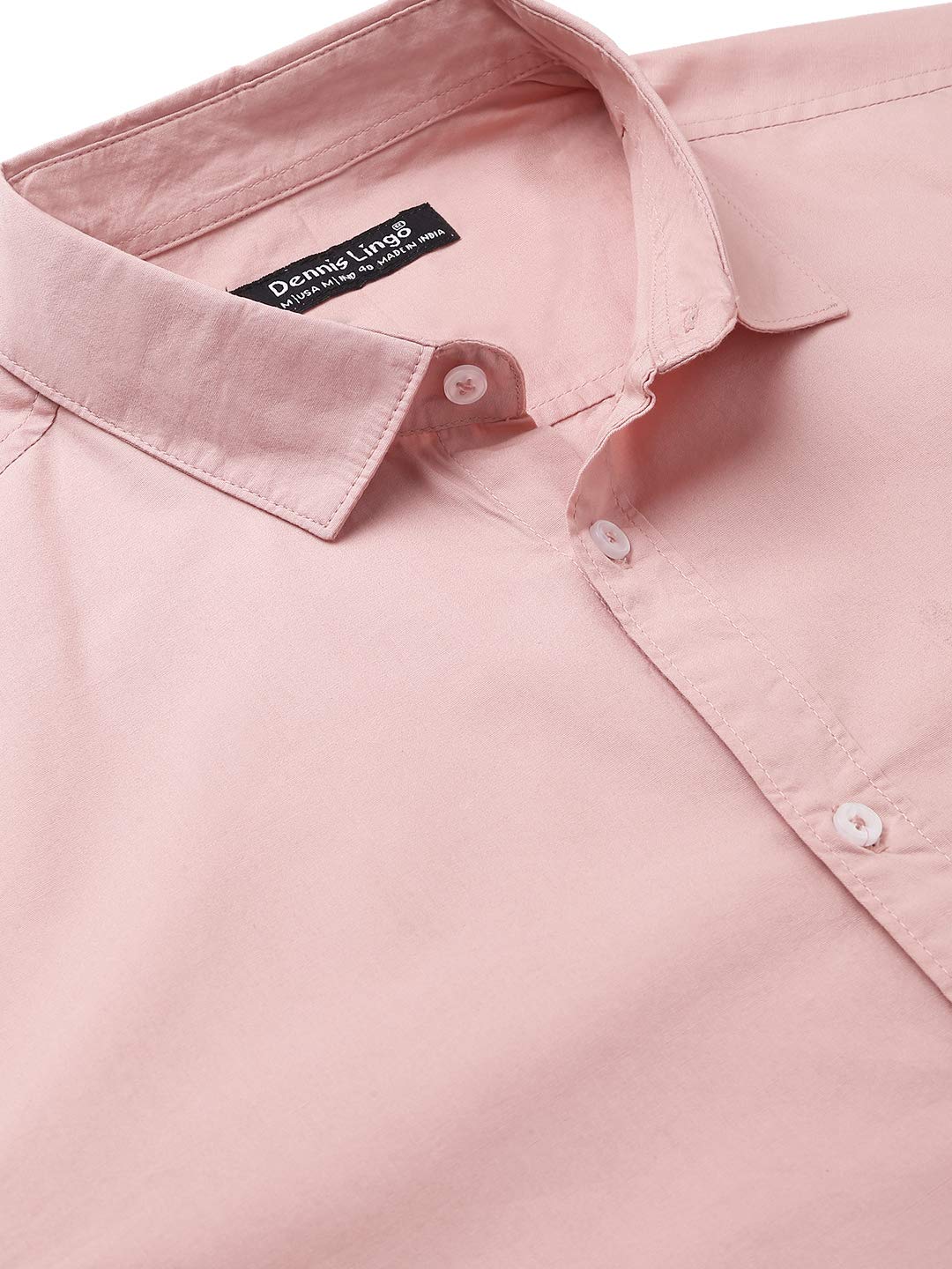 Dennis Lingo Men's Solid Dusty Peach Slim Fit Cotton Casual Shirt (C301_D-Peach_M)