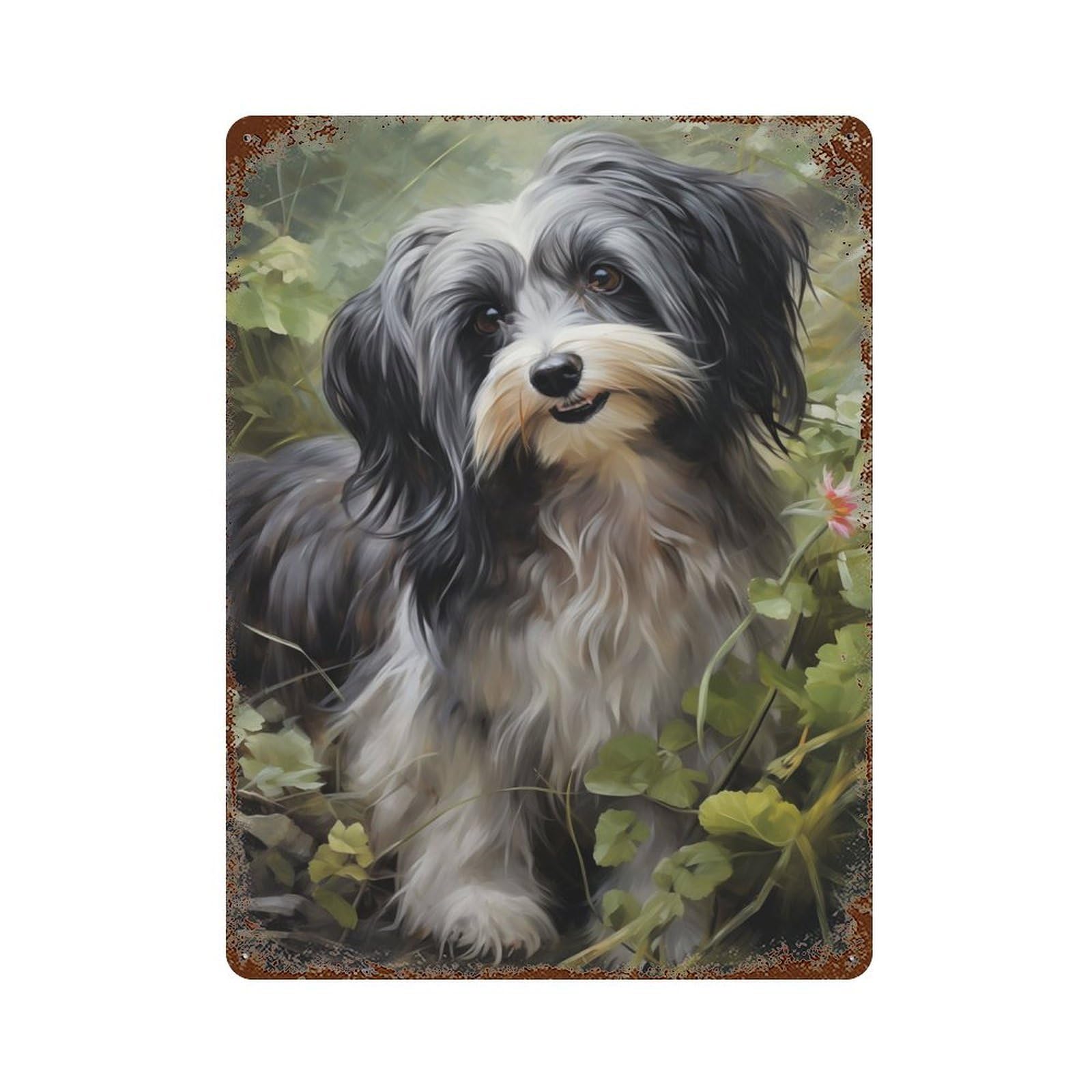 Havanese Dog 15.7"x11.8" Rusty Metal Tin Sign, Novelty Wall Decor for Cafe, Home Bar And Lounge Decor