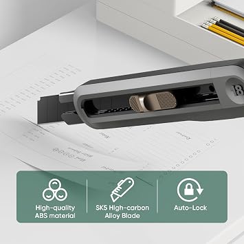 NUSIGN 18mm Retractable Utility Knife, Dark Gray