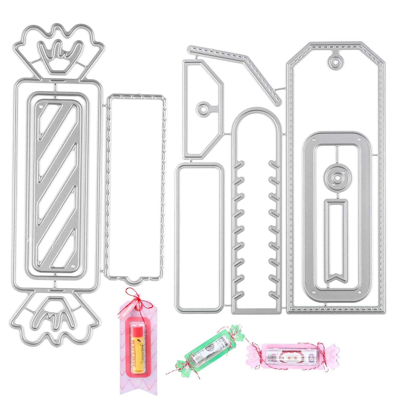 BAOFALI Large 1 Set Tag and 1 Set Candy Dies Cutting Rectangular Gift Card Envelope Cutting Dies Sets Label Tag for Scrapbooking DIY Cards Album Crafts Supplies(Tag:4.9x6.2inch Candy :5.9x2.8inch)
