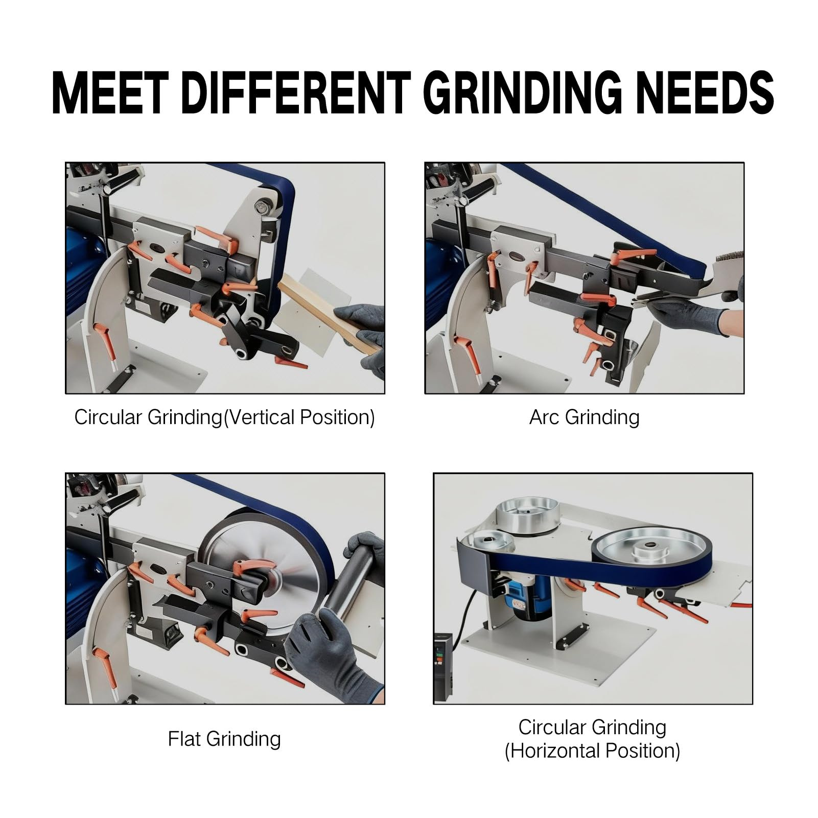 JLD 2 * 72 Bandschleifmaschine， with 2.2KW VFDvariabler Geschwindigkeit, three sets of grinding heads, 1500 W Messerschärfer mit 3 Schleifformen und 3 Schleifbändern für die Metallbearbeitung