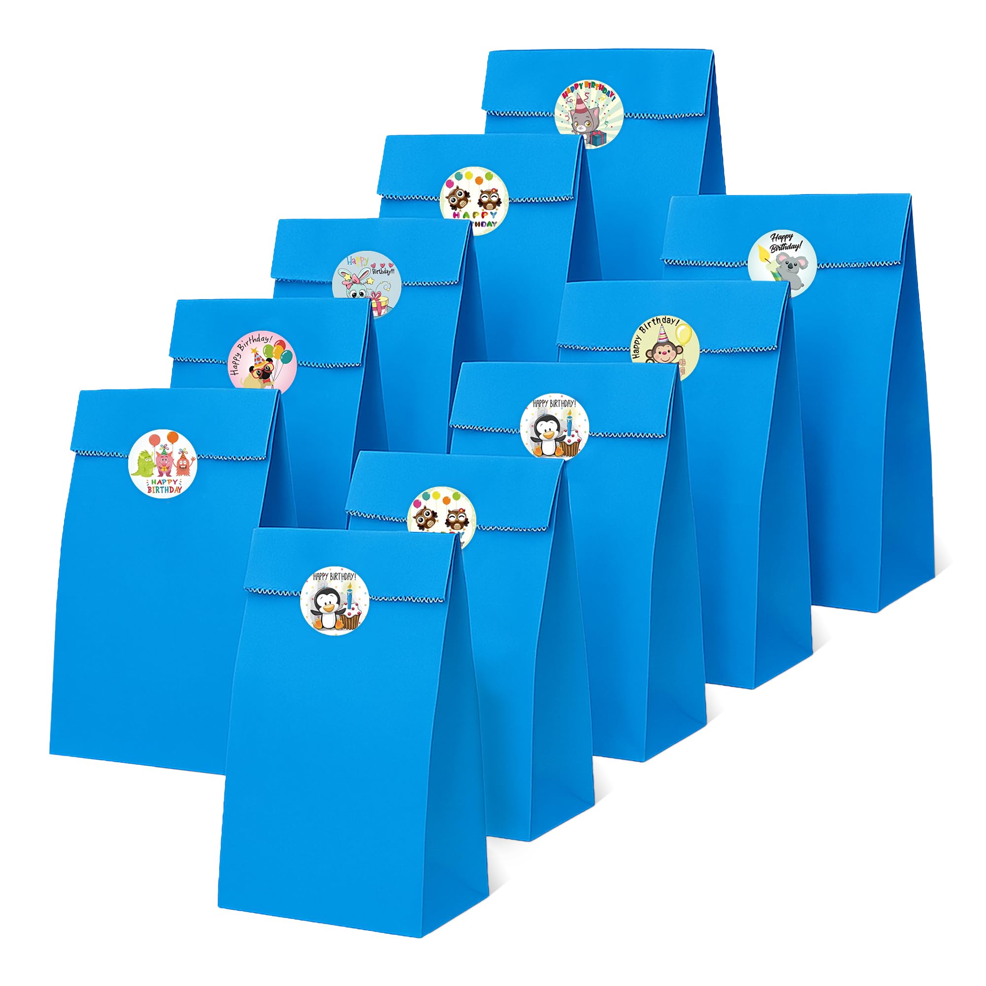 Thepaperbagstore 50 Blue Paper Party Bags with Birthday Party Stickers