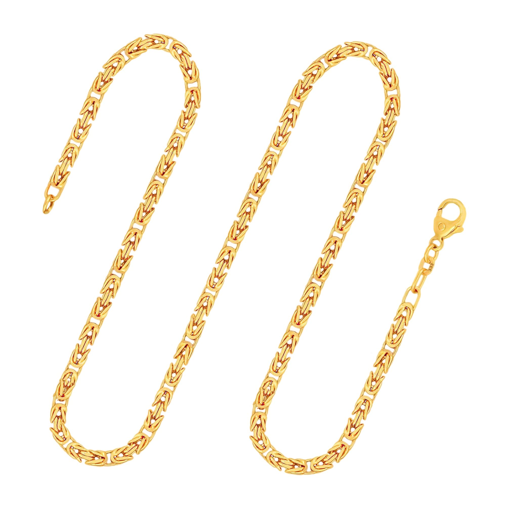 EDELIND Cadena bizantina de oro amarillo 333 585 o 750 de oro auténtico I Cadena de oro de 3,2 mm con sello I Collar Mujer Hombre I Joyas de Oro Mujer con Caja de Regalo