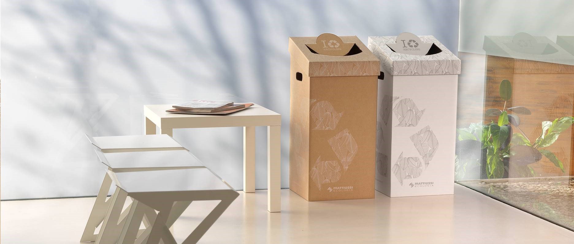 MATTIUSSI CART-ONE 35 litri: contenitore in cartone per la raccolta differenziata (10 pezzi, bianco)