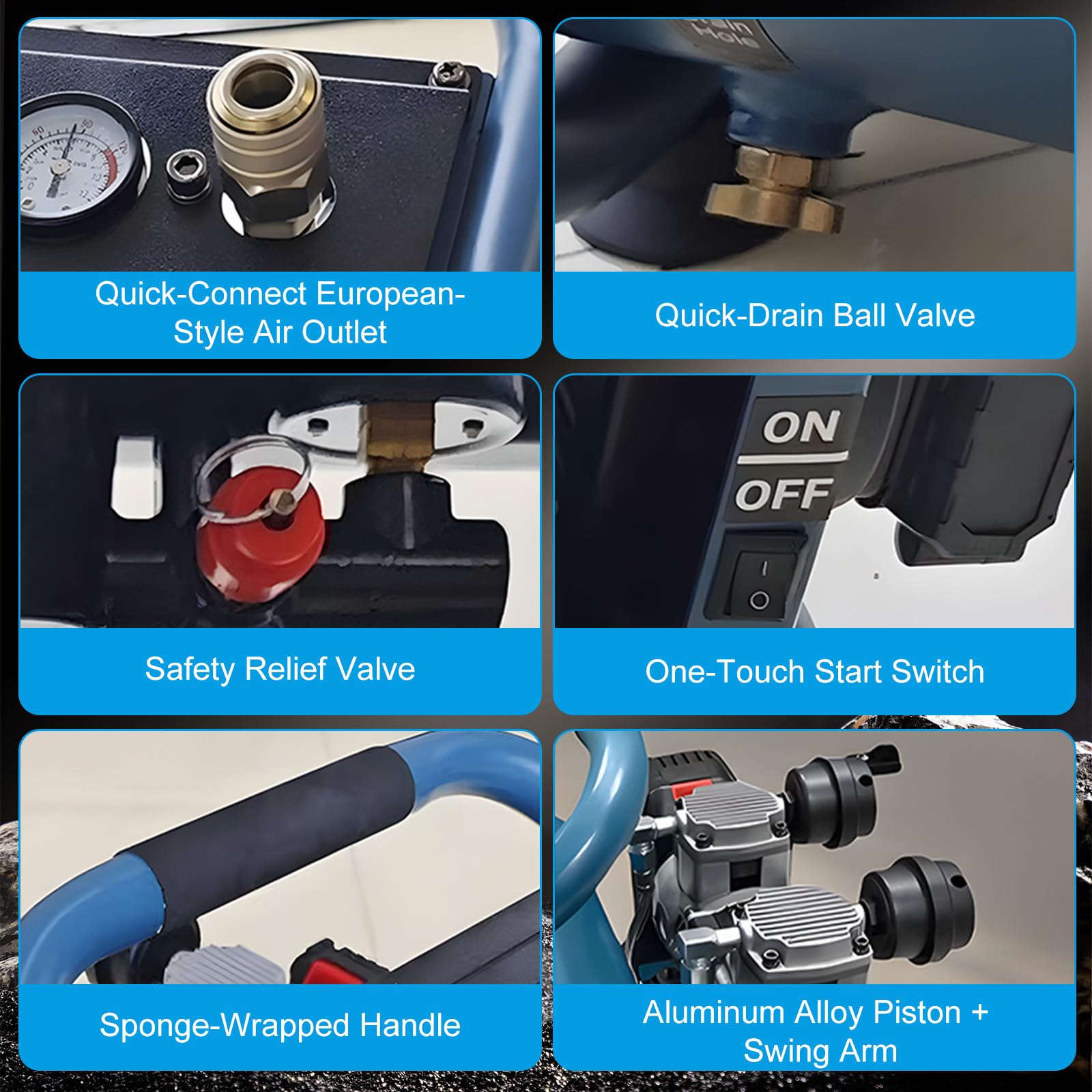 Compresseur à air portatif pour Makita 18 V batterie (sans piles), 9L sans fil silencieux compresseur d'air Pression de travail de 7,5 bar, Pression d'air réglable, Gonflage rapide