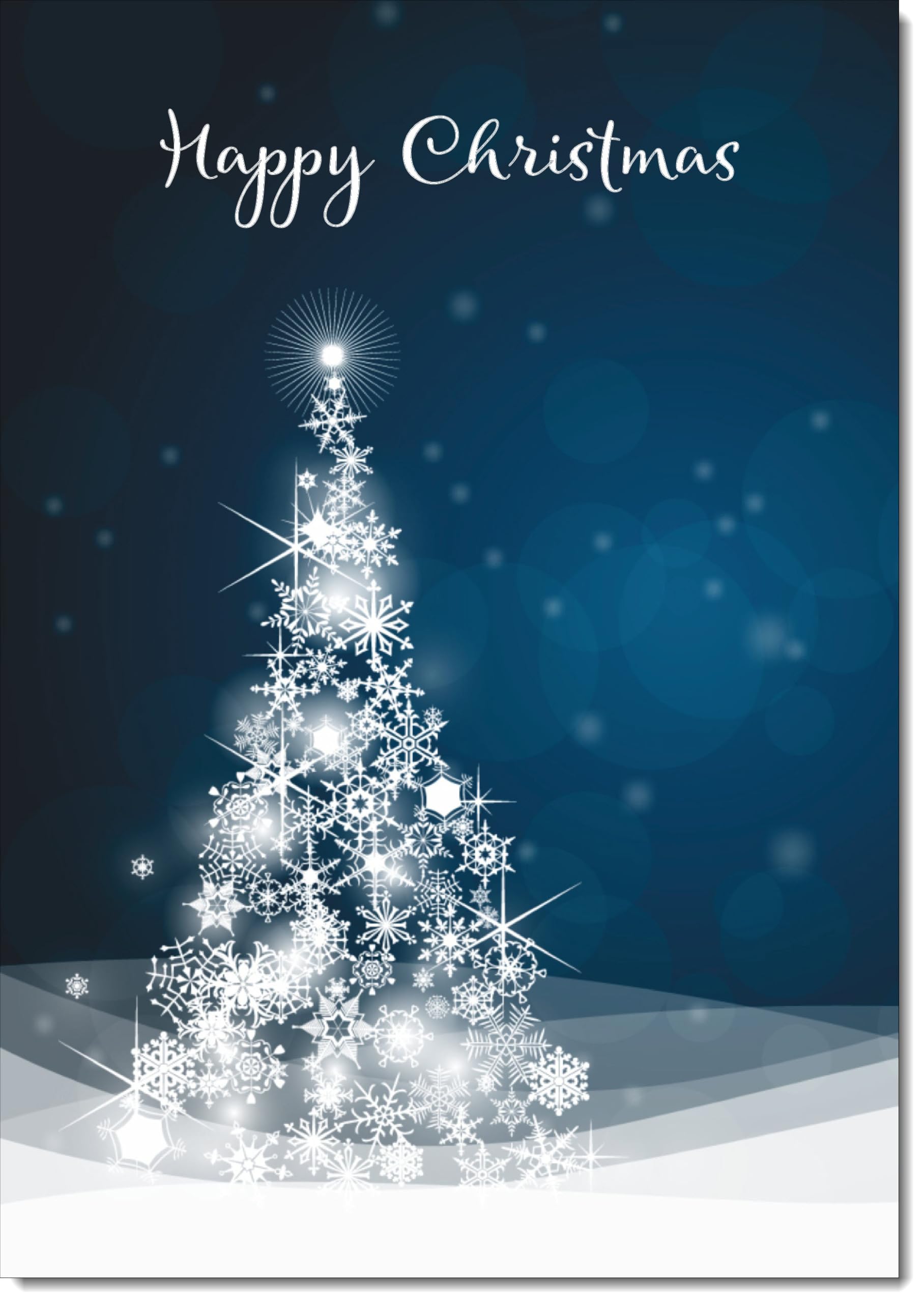 doodlecards Happy Christmas, Christmas Card Blue Contemporary Christmas Tree Large A4 Size Christmas Card with Plain Envelope