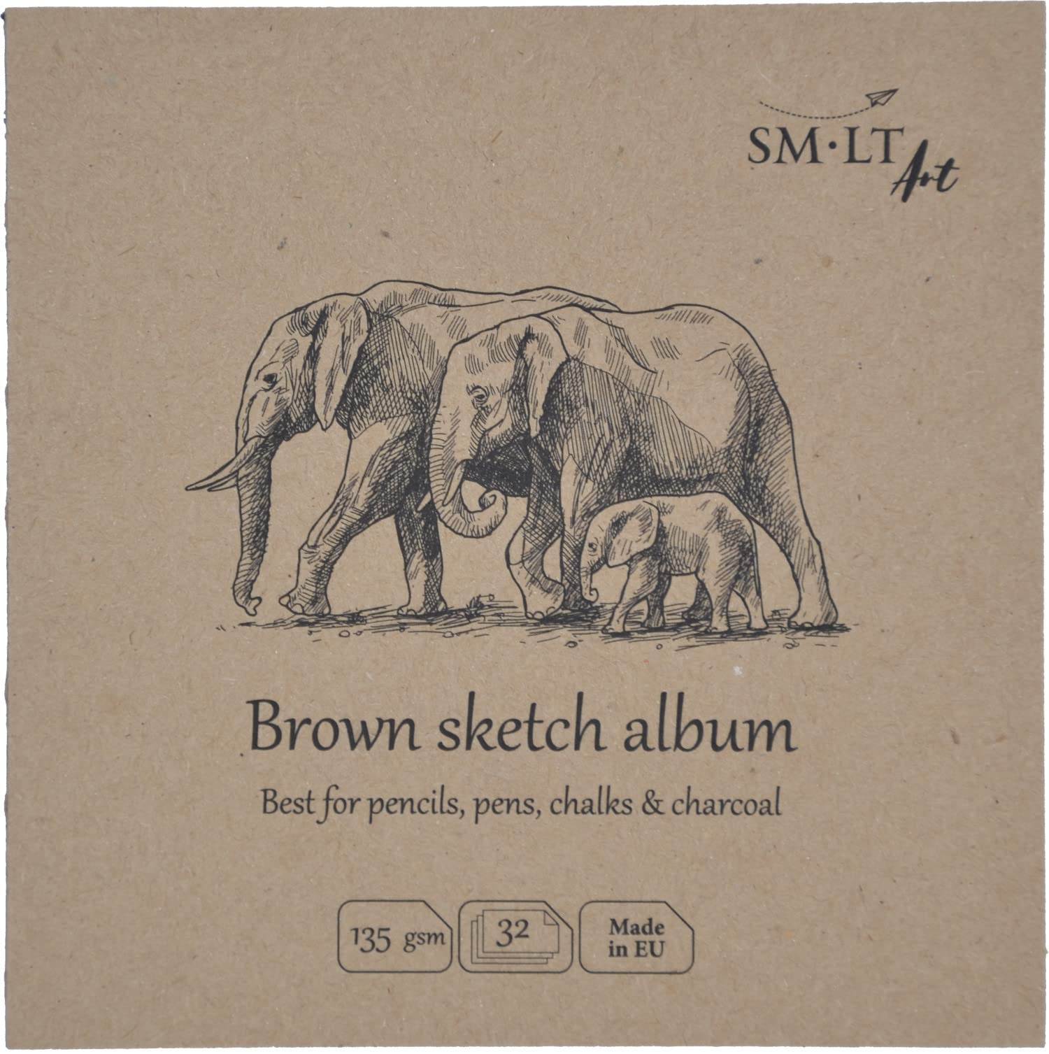 SM-LT Drawing Book, Brown, 14 x 14 cm