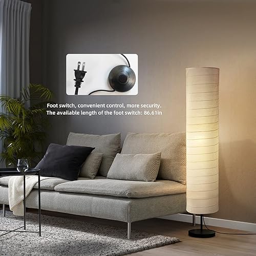 Miniatura 4 de Modern Floor Lamp, Dimmable 3 Levels Brightness Paper Tall Lamp Standing Lamps with Lampshade, 55'' Minimalist Floor Lamps for Office, Kids Room,