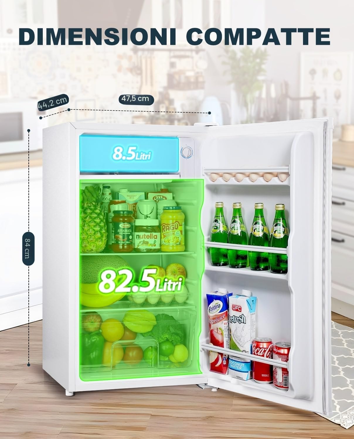 Riempito Small Refrigerator 91L Single Door White - Dettaglio