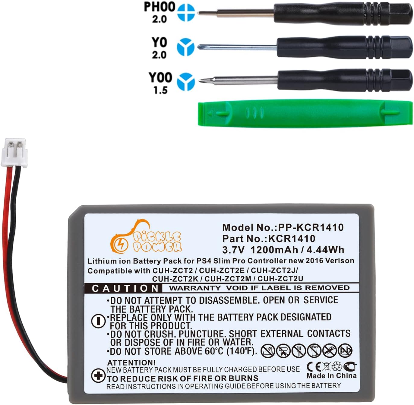 PicklePower KCR1410 PS4 Controller Battery Replacement for