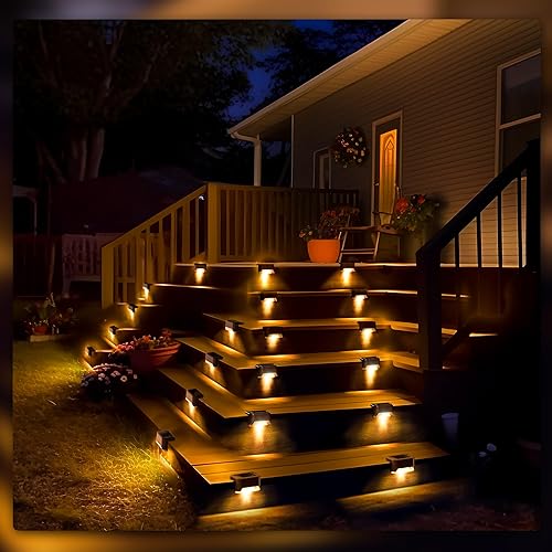 Miniatura 5 de PATIOWIN Paquete de 12 luces solares para escalones, luces LED impermeables para escaleras, vallas, patios, patios y caminos (blanco cálido)
