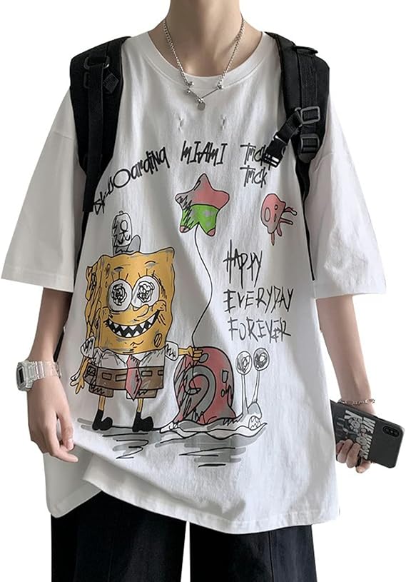 Amazon M 4xl スポンジ ボブ Tシャツ 面白いシャツ レディース メンズ 大きいサイズ 半袖 綿95 ペアシャツ カップル 恋人 インナーシャツ ゆったり 肌着 柔らかい シルエット おしゃれ ファッション ピンク 白黒 Tシャツ カットソー 通販