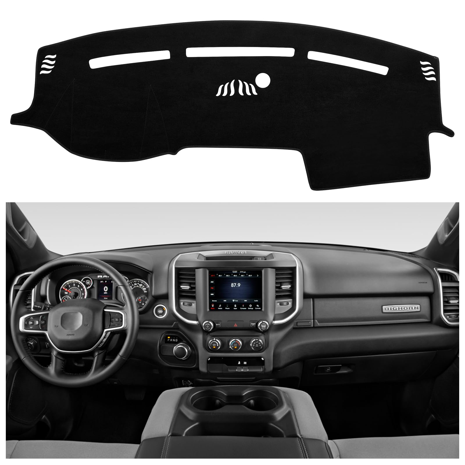SPEEDWOW Dashboard Dash Board Cover Mat Carpet Compatible with 2019-2023 Dodge Ram