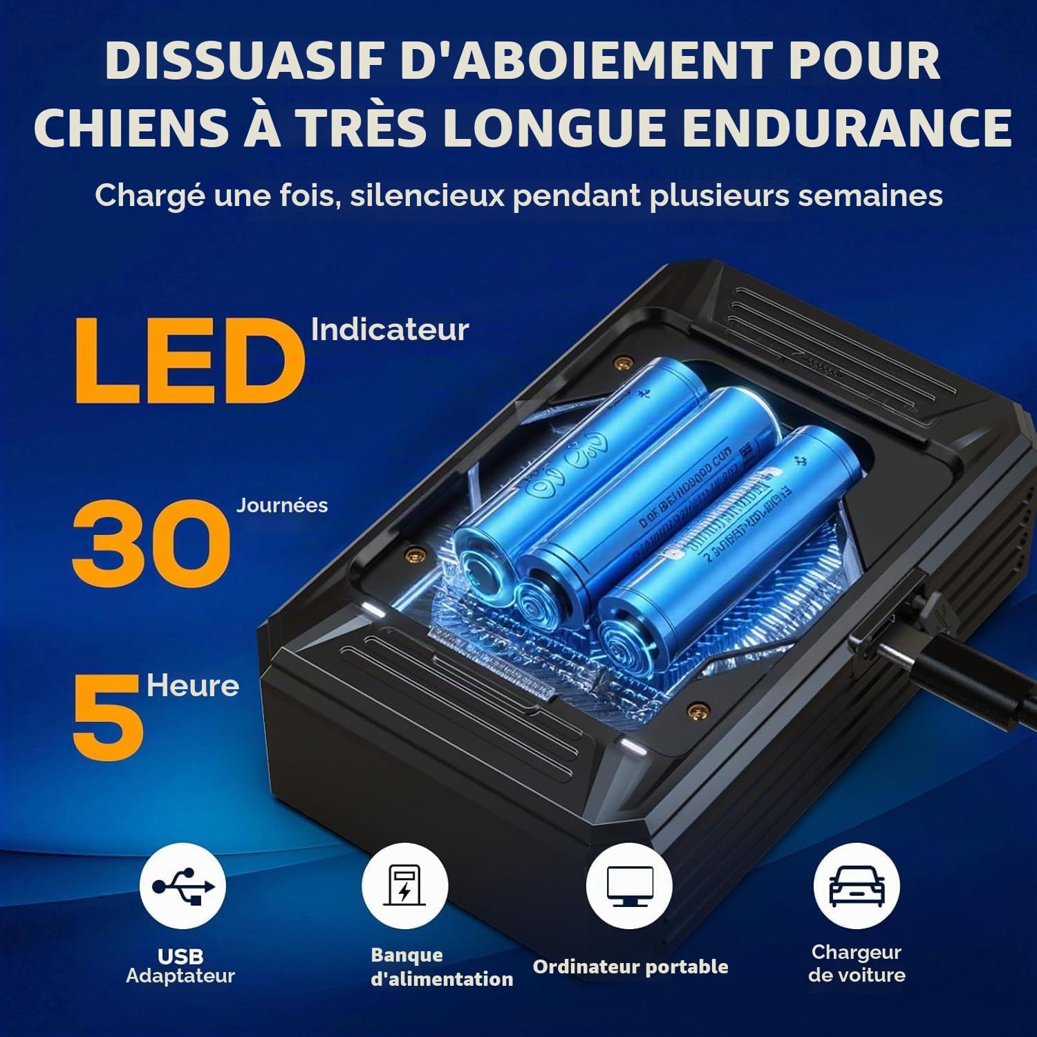 Anti Aboiement Chien, Dispositif Anti Aboiement Chien Ultrasons à 3 Modes, Boitier Anti Aboiement Chien de 33 Pieds, l'entraînement des Grands et Petits Chiens en Extérieur et Intérieur