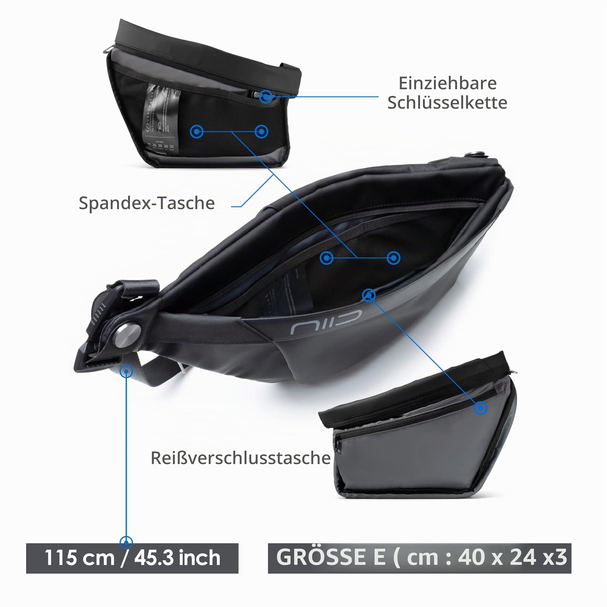 NIID-FINO F4 Sling Rucksack Schultertaschen Crossbody Brusttasche Herren für Herren Multipurpose Daypack Anti-Diebstahl & Wasserresistent
