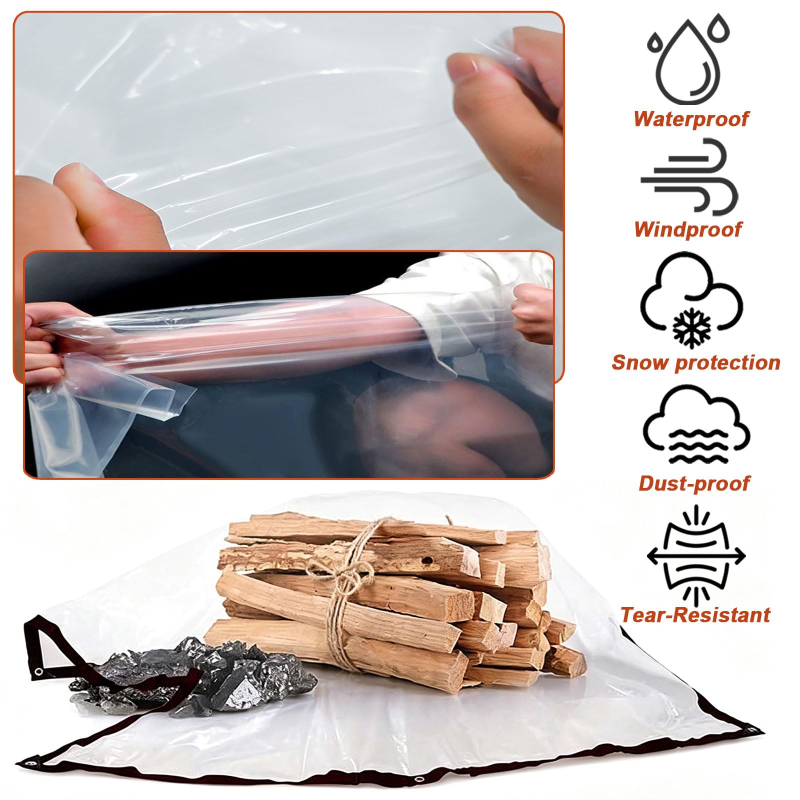 Telone Trasparente per Esterno 220 x 220 cm Trasparente, Impermeabile, con Occhielli Telo di Protezione Multiuso, Antistrappo, Antipioggia per Esterno Giardino Gazebo, Bianco