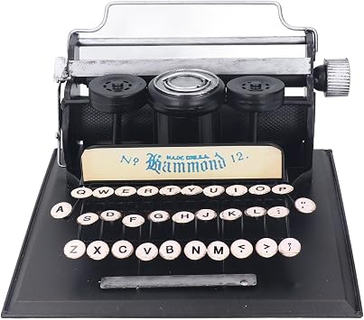 gernie Vintage Typewriter Model, Iron Finish Antique Typing Machine Model Fake Typewriter Decoration Countryside Style Farmhouse Metal Typewriter for Home Office Bar Studio Cafe, gerniet51awrub6i