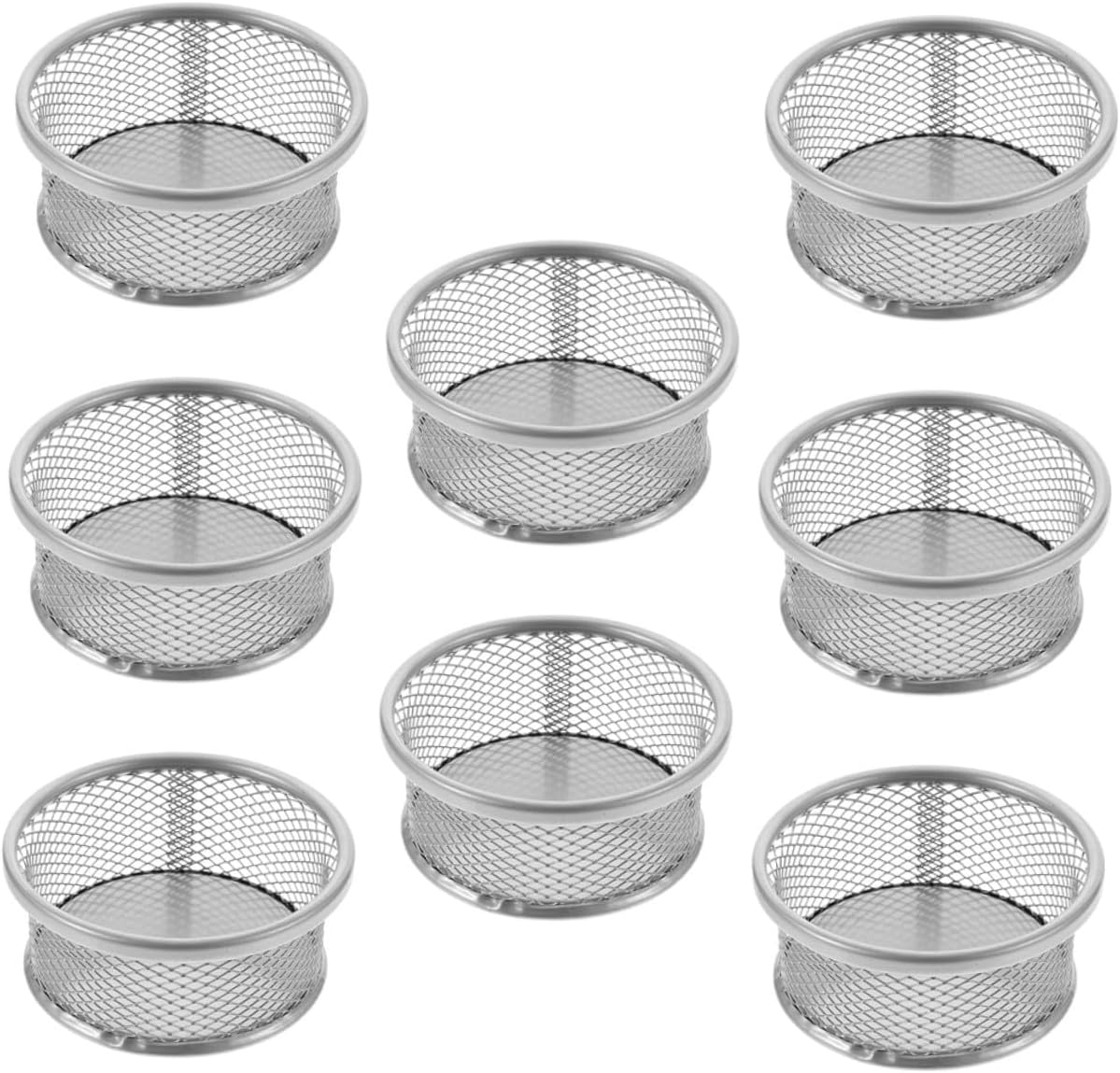 8Pcs Metal Mesh Paperclip Holders Office Storage Buckets for Clips Sundries Organizer Containers Desk Dispensers for Small Items Home School Supplies