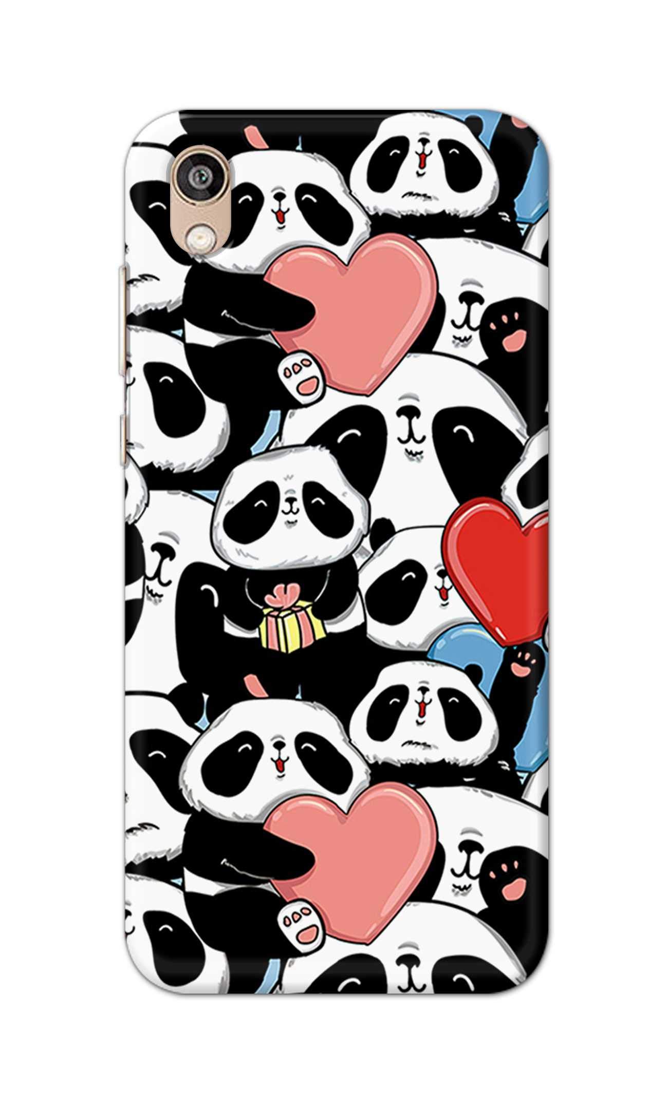 Generic Pandas with Hearts Printed Designer Hard Case for Honor 8S / Huawei Y5 (2019), AMN-LX9, AMN-LX1, AMN-LX2, AMN-LX3 Back Cover -(6F) DNL2025