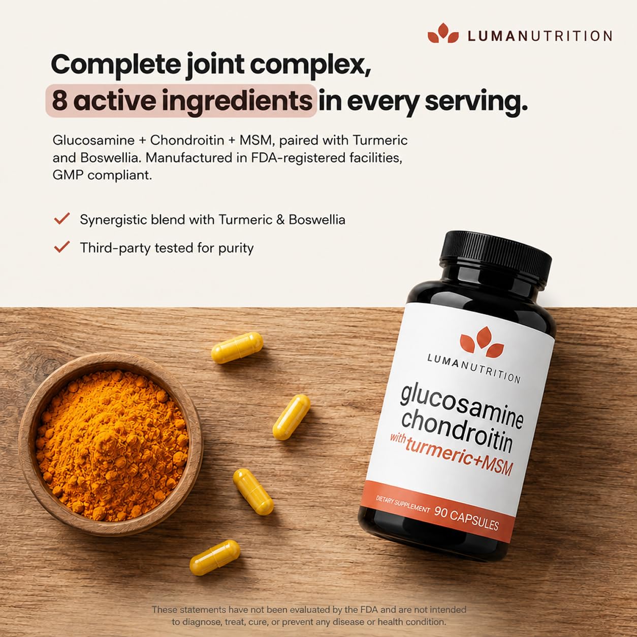 Luma Nutrition Glucosamine Chondroitin MSM Supplement - 90 Capsules — Amazon image 3