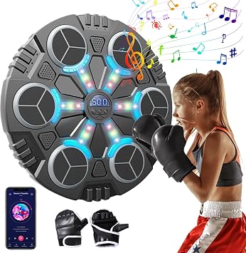 Eznaobo Music Boxing Machine, Smart Bluetooth Boxing Machine with Boxing Gloves,Adjustable Speeds and Counter,Boxing Machine Wall Mounted, Punching Machine, for Kids Adult