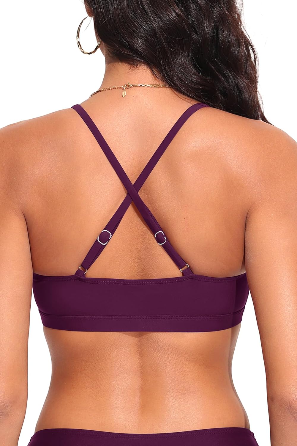 Women Bikini Top - V Neck Swimsuits Top Only Crisscross Bathing Suit Swim Bra Padded - Image 3