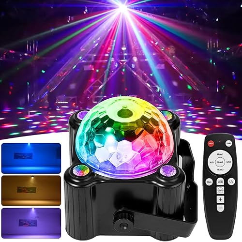 Luces de fiesta de DJ, bola de discoteca, luz estroboscópica activada por sonido, iluminación de neón colorida para fiestas de baile en interiores,