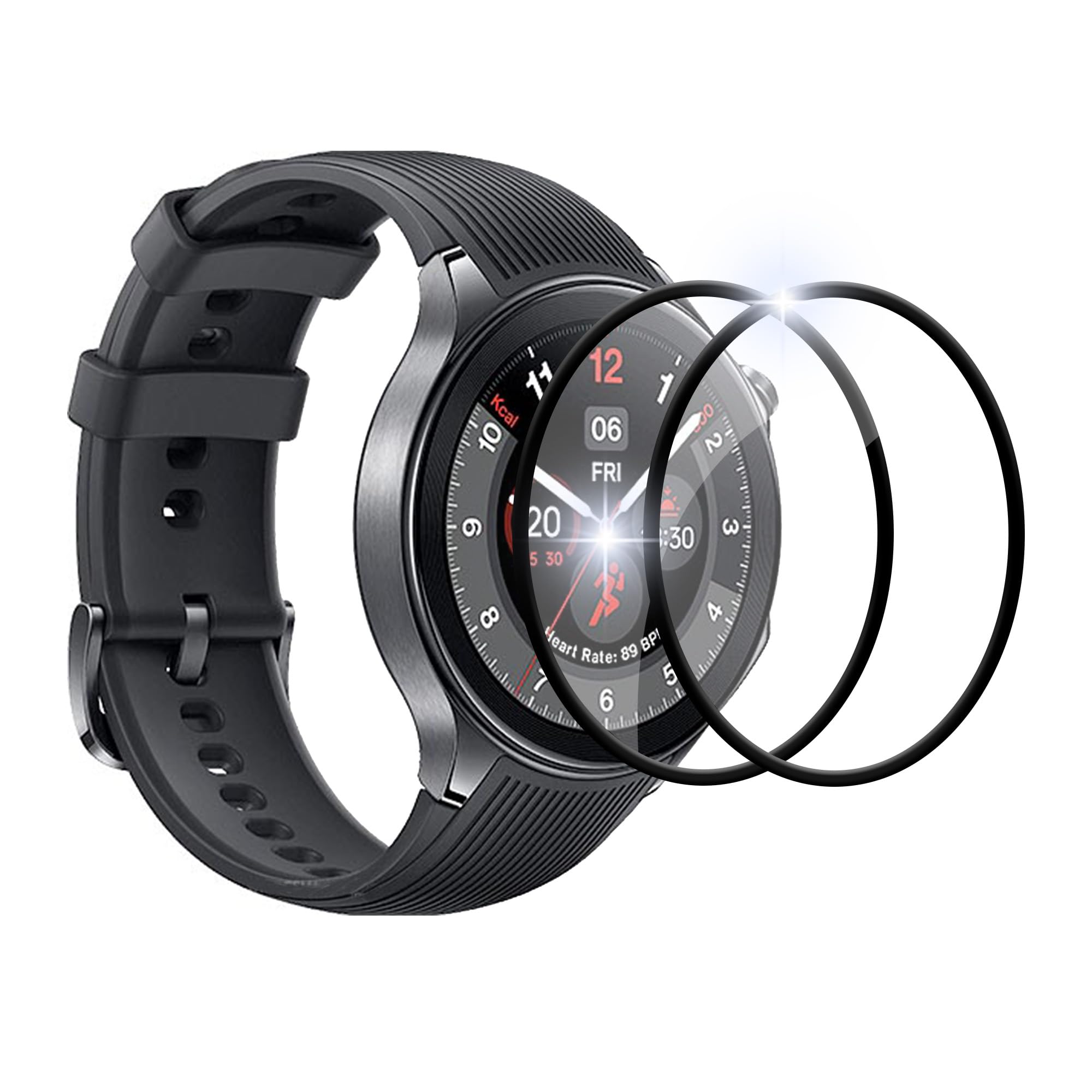 for OnePlus Watch 2 screen protector, 3D Full Coverage, Anti-Scratch Flexible PET flim, Case Friendly(2 PACK)