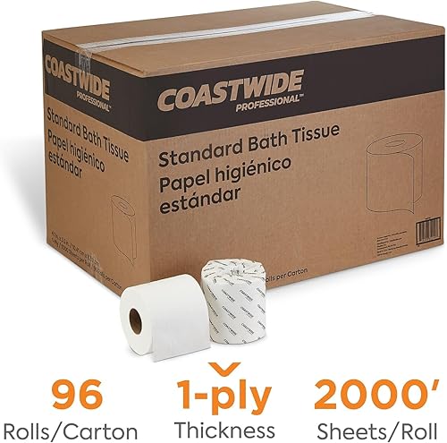 Vista 10 de Papel higiénico de 2 capas, 100% reciclado envuelto individualmente, 350 hojas por rollo, paquete de 48, color blanco