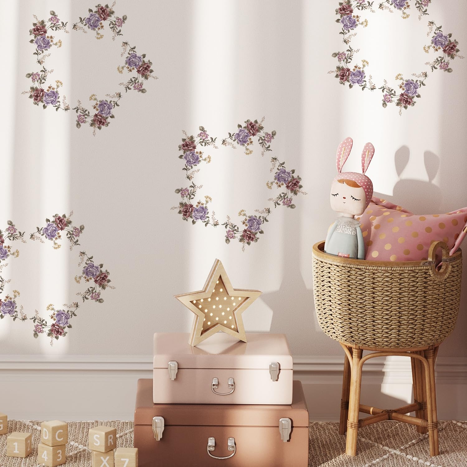 Neukids Retro Watercolor Purple Bouquet Children's Wall Stickers - Image 3