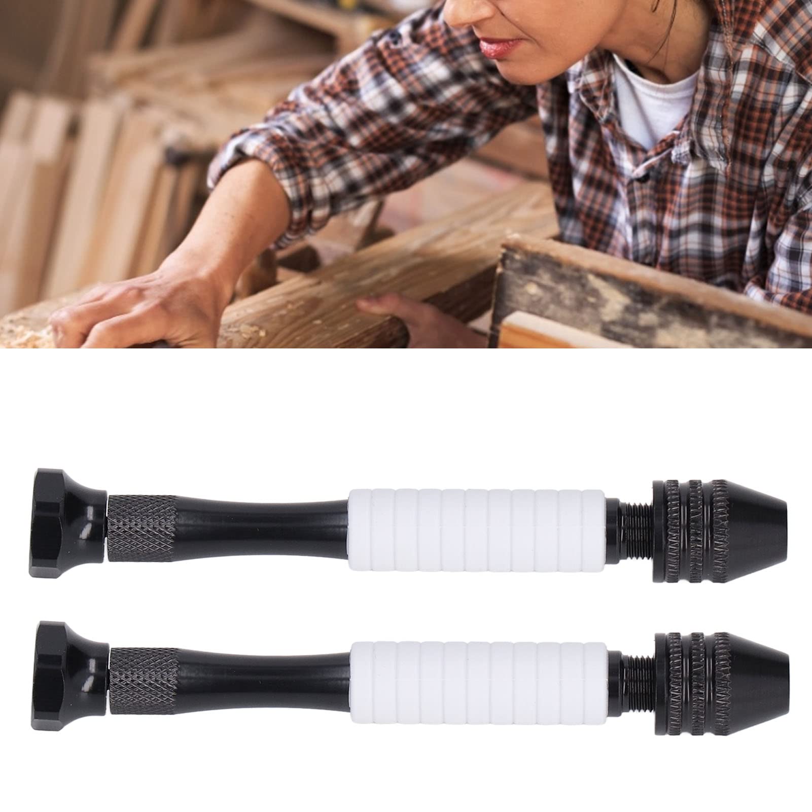 2Pcs Adjustable Pin Vise Hand Drill Chuck Hand Twist Drill Handheld Professional Pin Vise Hand Drill Bits,0.3 to 3.2mm Clamping Range Pin Vise Small Hand Drill for Jewelry Making