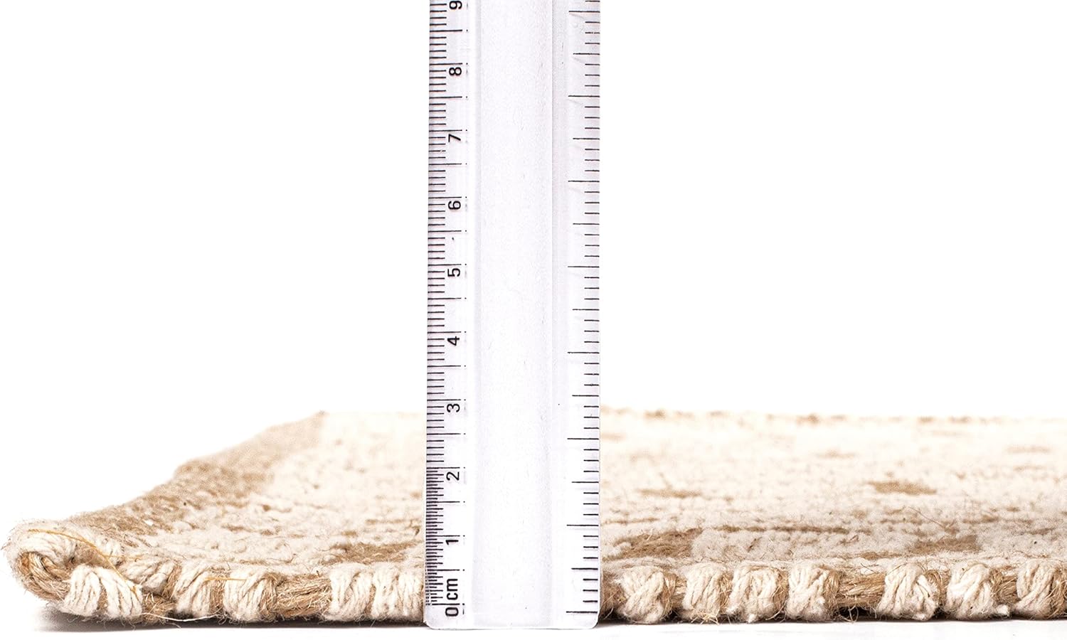 Jute Cotton Geomatric Area Rug 5x7 Feet - Natural White, Farhouse Reversible Soft & Sturdy Floor Rugs Ideal for Living Room, Dinning Space, Bedroom | Decorative Neutral Blend Patio Mat for Nursary