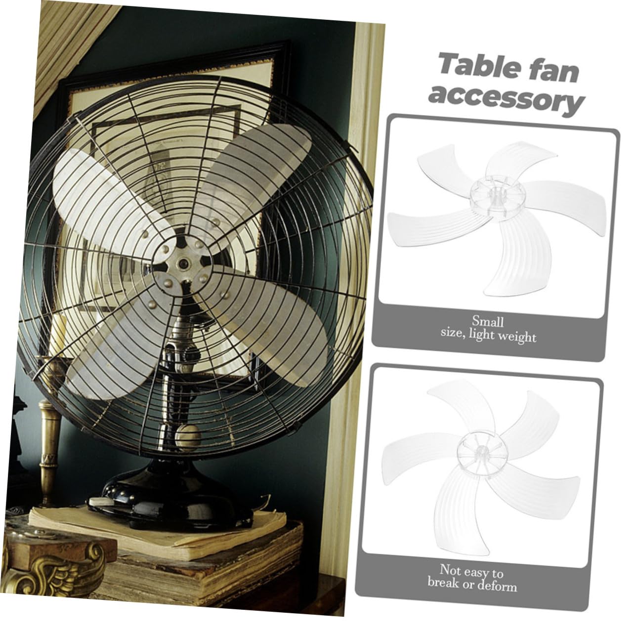 2 Piezas Aspas Ventilador Plásticas Repuesto para Ventiladores de Mesa y Pared Transparente Duraderas Fáciles de Instalar
