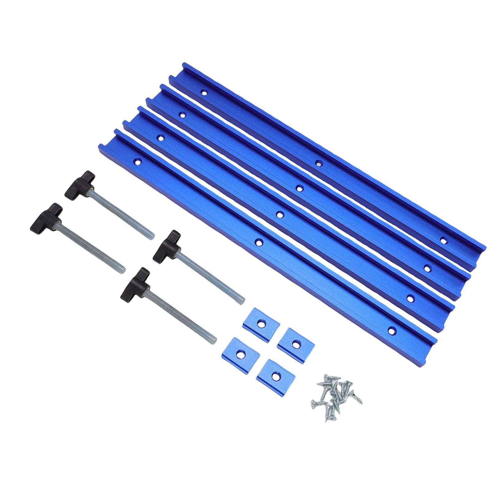 Sxhlseller Set di Guide Scorrevoli e Cursori Durevoli con Scanalatura a T per Progetti di Lavorazione del Legno Lega di Alluminio 15,7" Blu