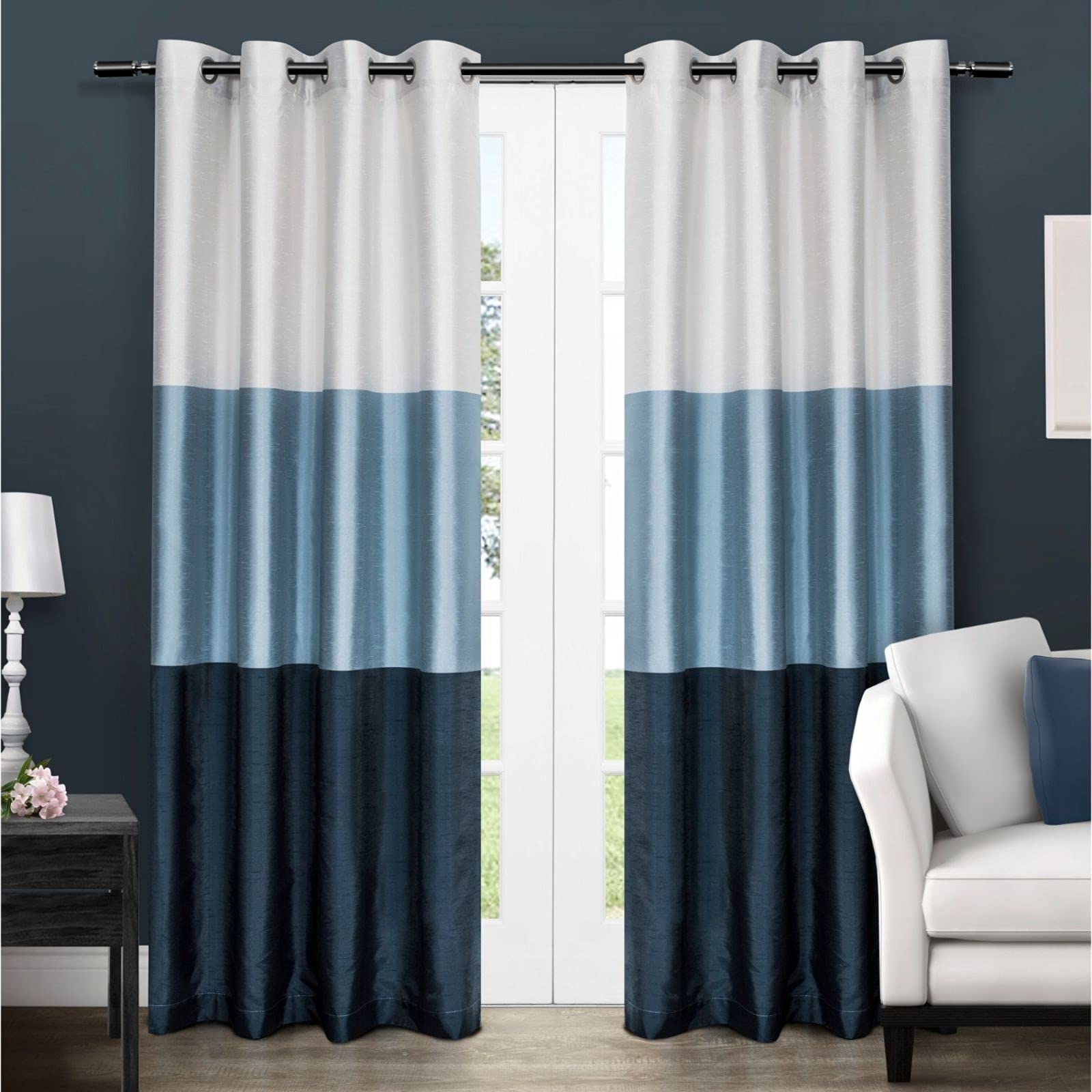 Exclusive Home Curtains Chateau Grommet Top Panel Pair, Indigo, 54x108, 2 Piece