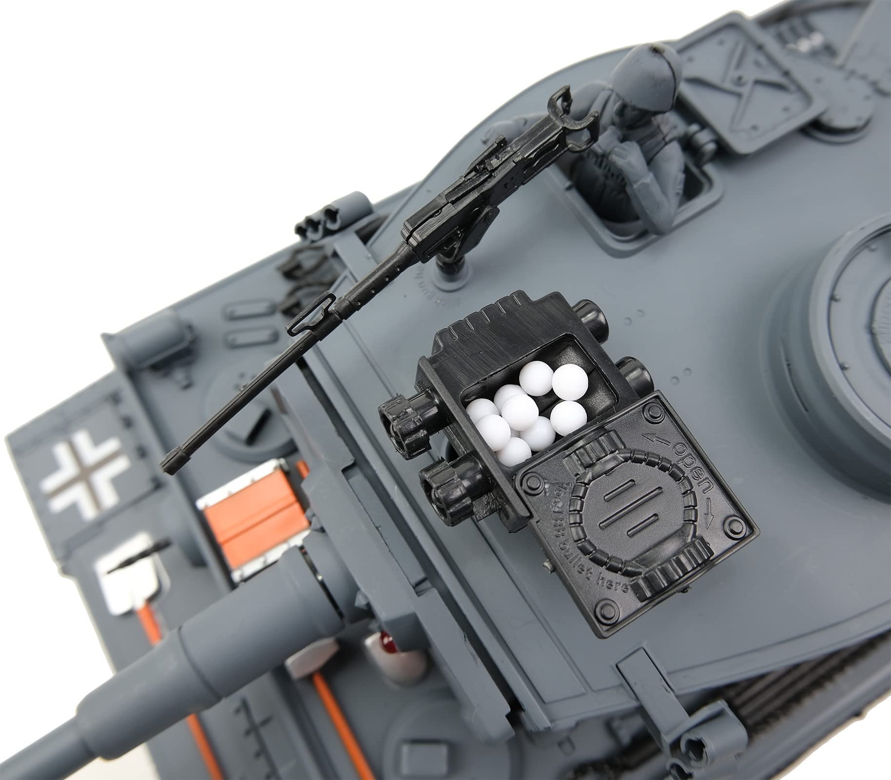 efaso Ferngesteuerter Panzer German Tiger I grau Maßstab 1:18, RC Panzer mit Schussfunktion Rauch und Sound RTR mit LED Lichtern