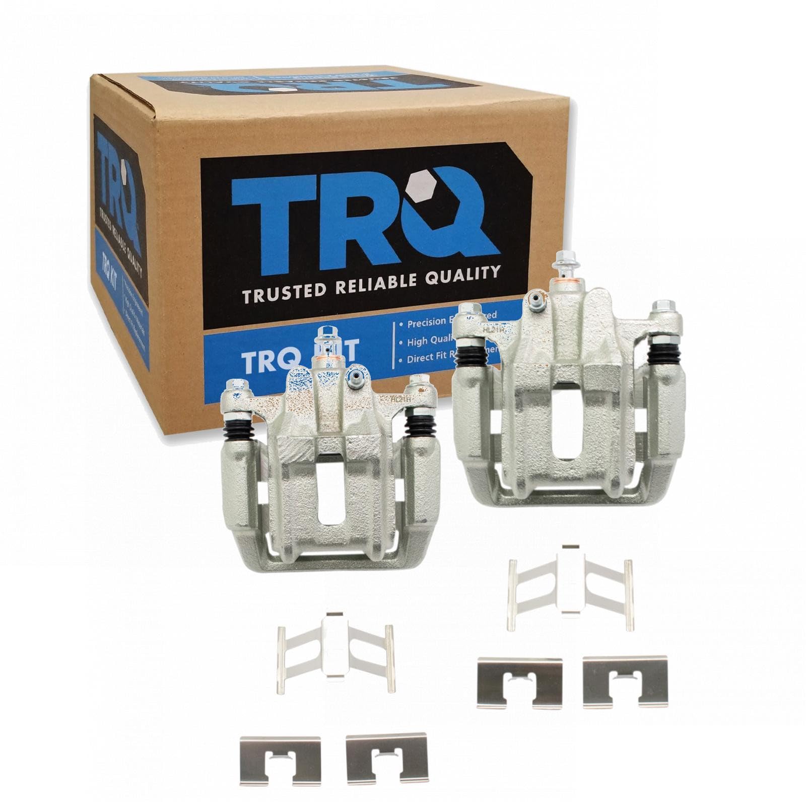TRQ Rear Driver and Passenger Side Brake Caliper Set Hardware