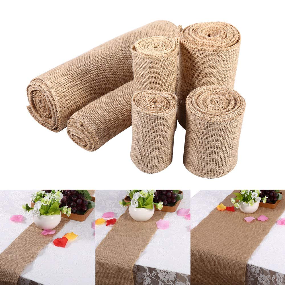 Runner Da Tavolo In Juta Hffheer: Rotolo 15cm X 2m Con Bordo Cucito, Rustico Per Matrimonio E Fai Da Te