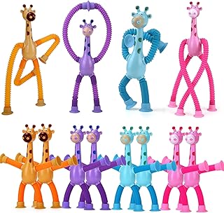 ARHIVA 12 Pack Telescopic Suction Cup Giraffe Toy,Sensory Pop Tubes for Toddlers, Fidget Toys for 3 4 5 6 7 8 9 Year Old Boys & Girls,Imaginative Play & Stimulating Creative Learning Toys