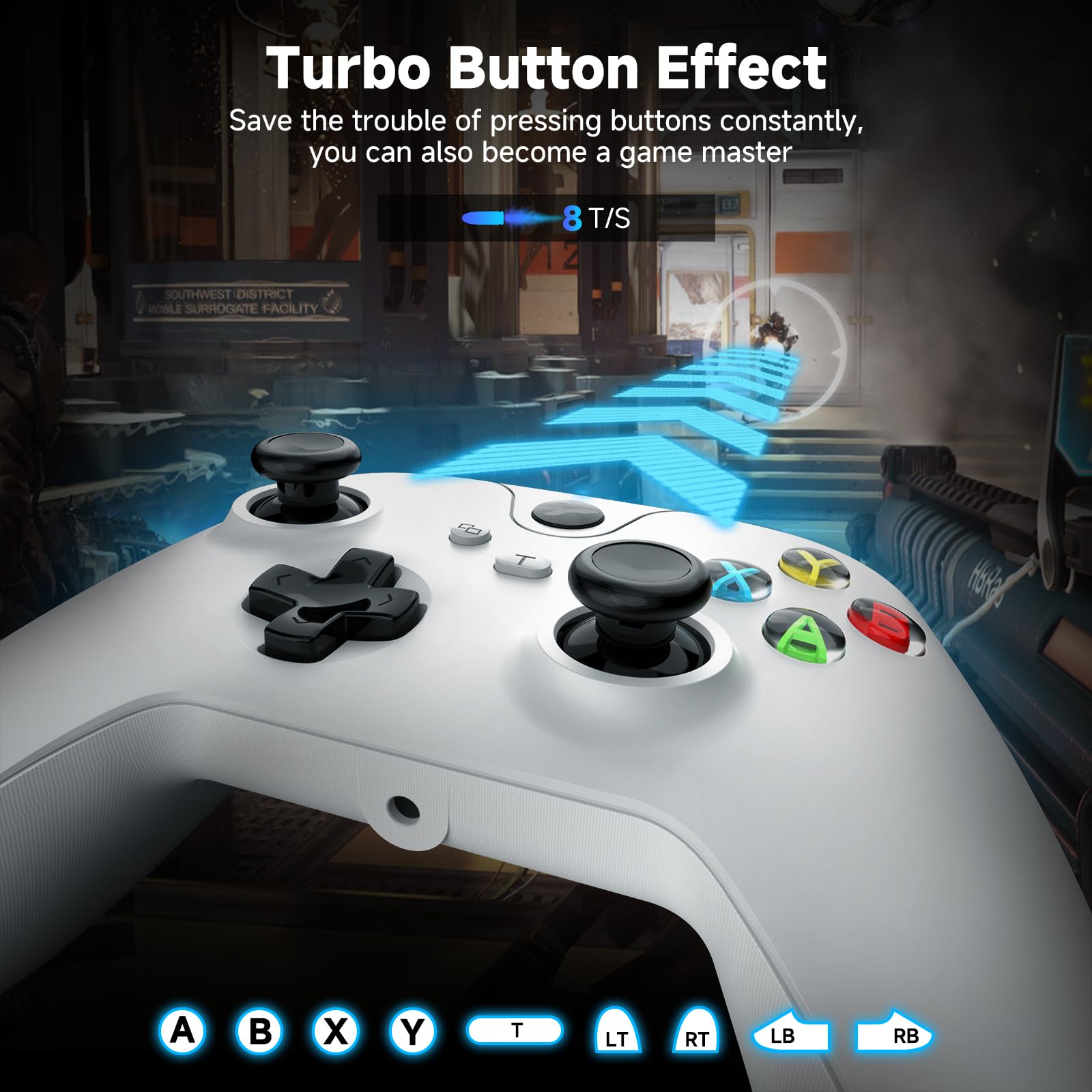 YCCTEAM Wired Controller for Xbox One, Wired Xbox one USB Gamepad Controller Compatible with Xbox One/S/X/PC Windows 10/11 with 3.5mm Headset Audio Jack(White) — view 3