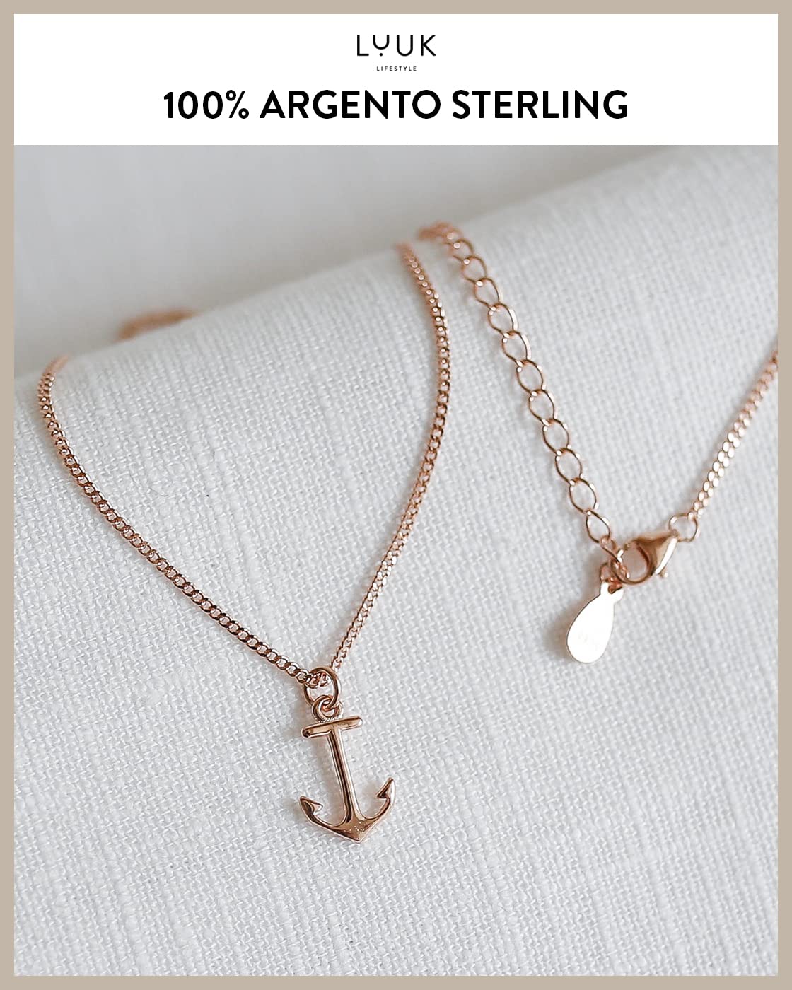 LUUK LIFESTYLE Collane per Donna e Ragazza in Argento Sterling 925, 50 cm