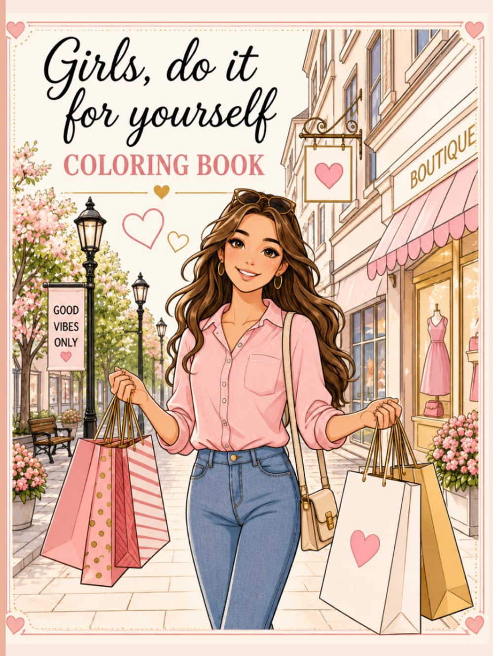 Girls, Do It for Yourself Coloring Book: 50 Stylish Illustrations for Fashionable Girls and Teens (100 Pages): Relaxing coloring pages stress relief